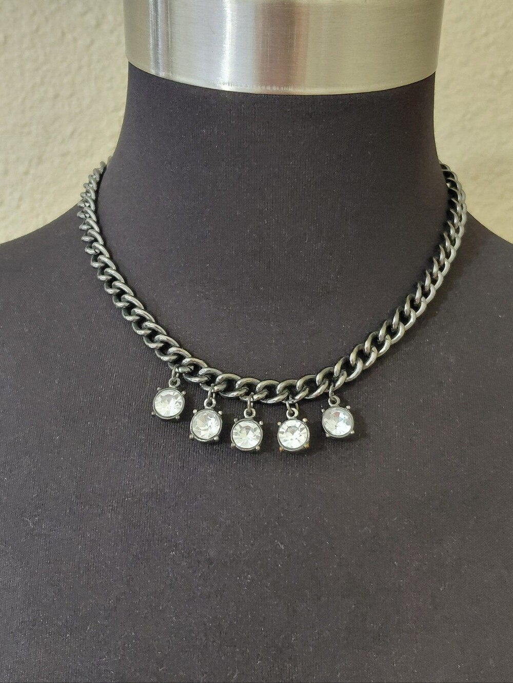 Black Rhinestone Chunky Chain Necklace